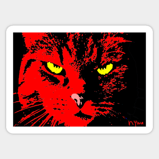 ANGRY CAT POP ART - RED YELLOW BLACK Sticker